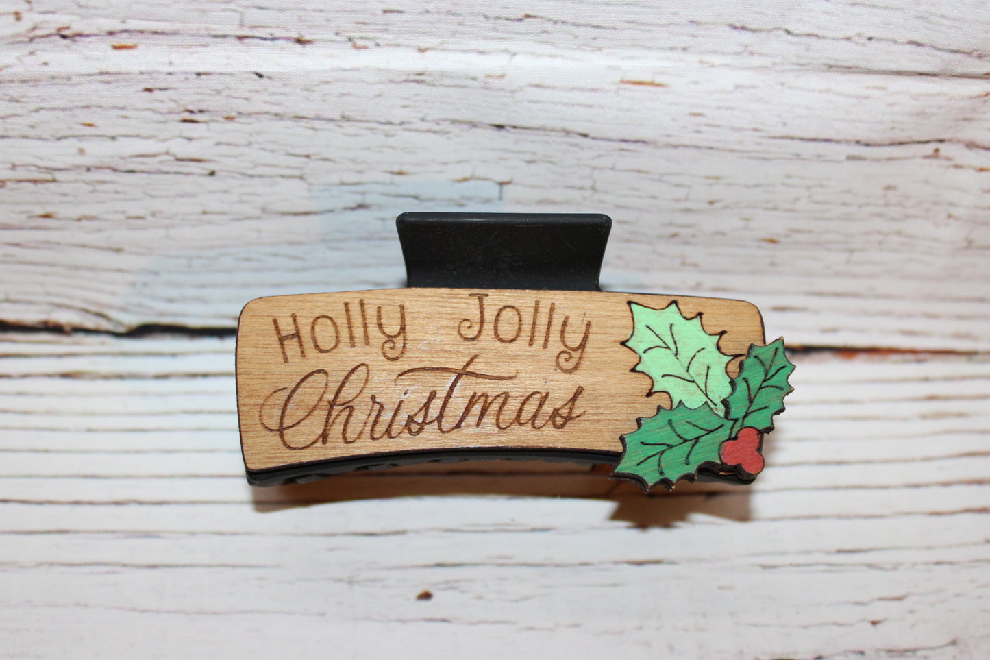 Plastic Hair Clip Laser Engraved Wood