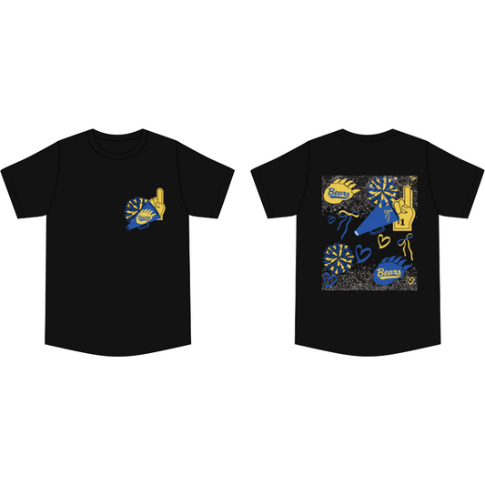 Bears Cheer Collage Faux Black Glitter (Youth Size)