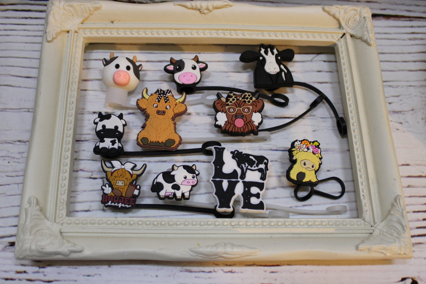 Cow Straw Toppers