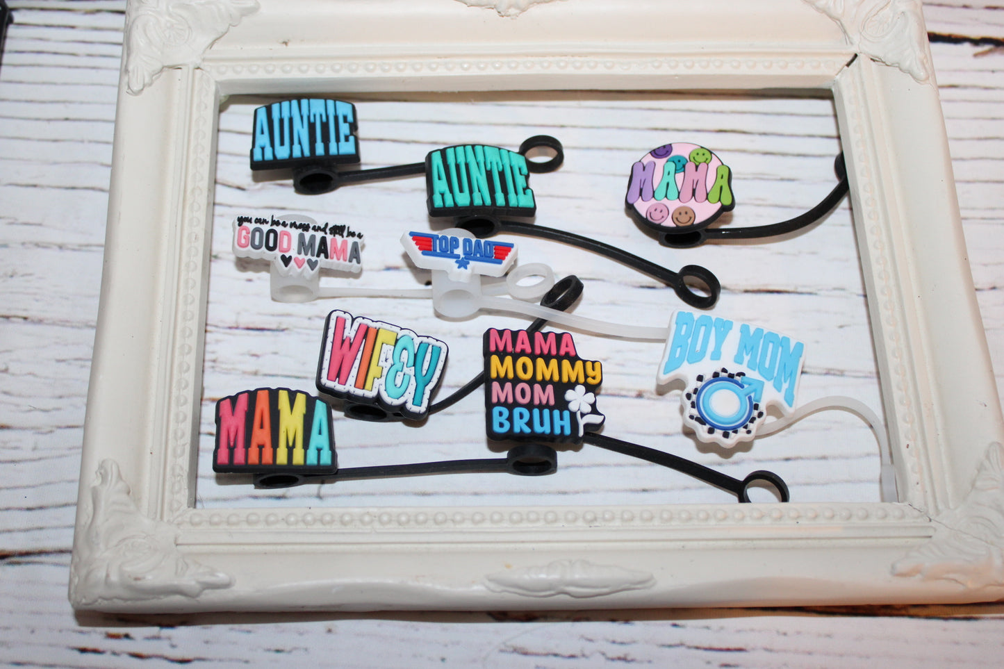 Mom, Dad, Wifey, Auntie Straw Toppers