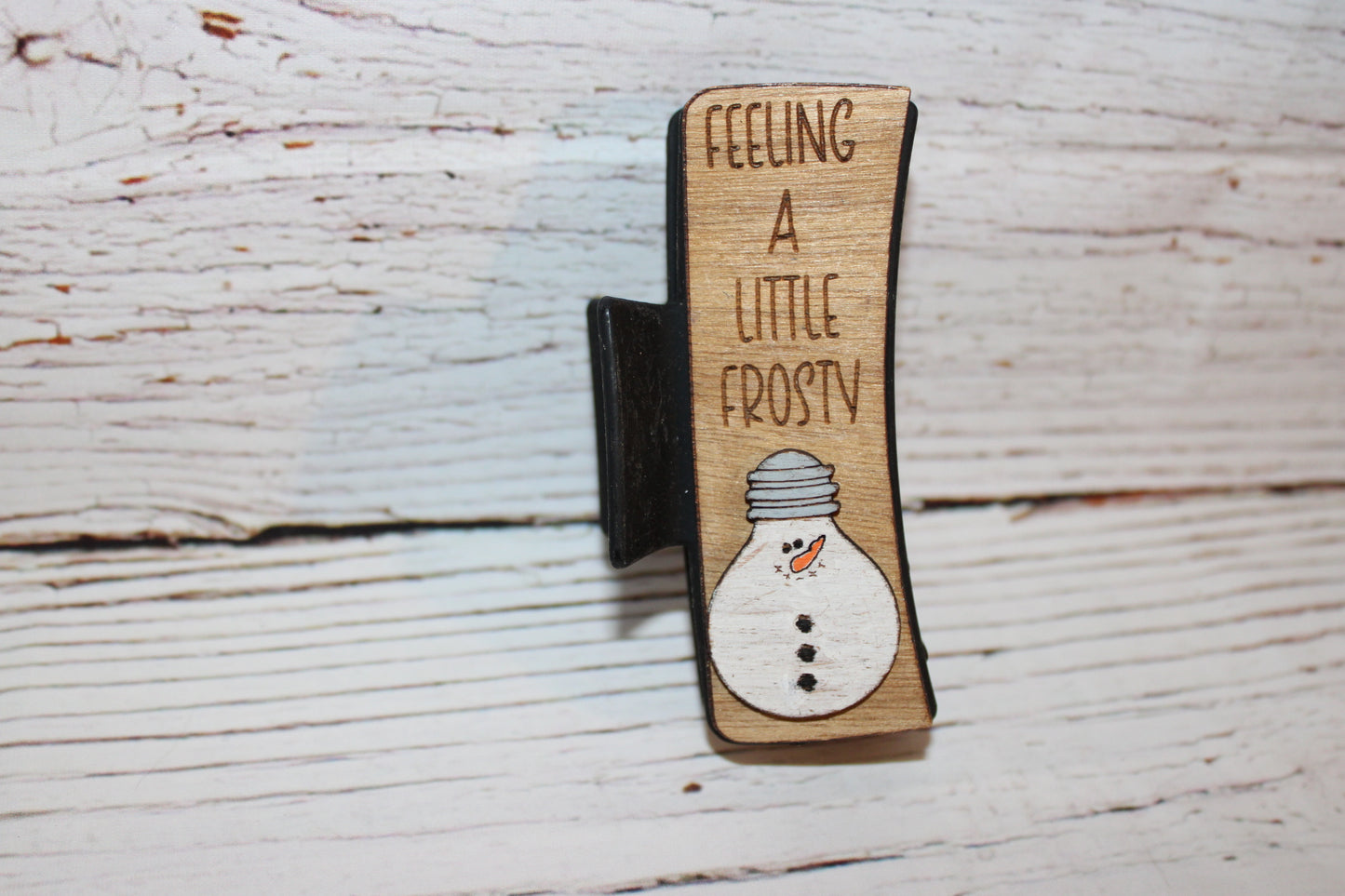 Plastic Hair Clip Laser Engraved Wood