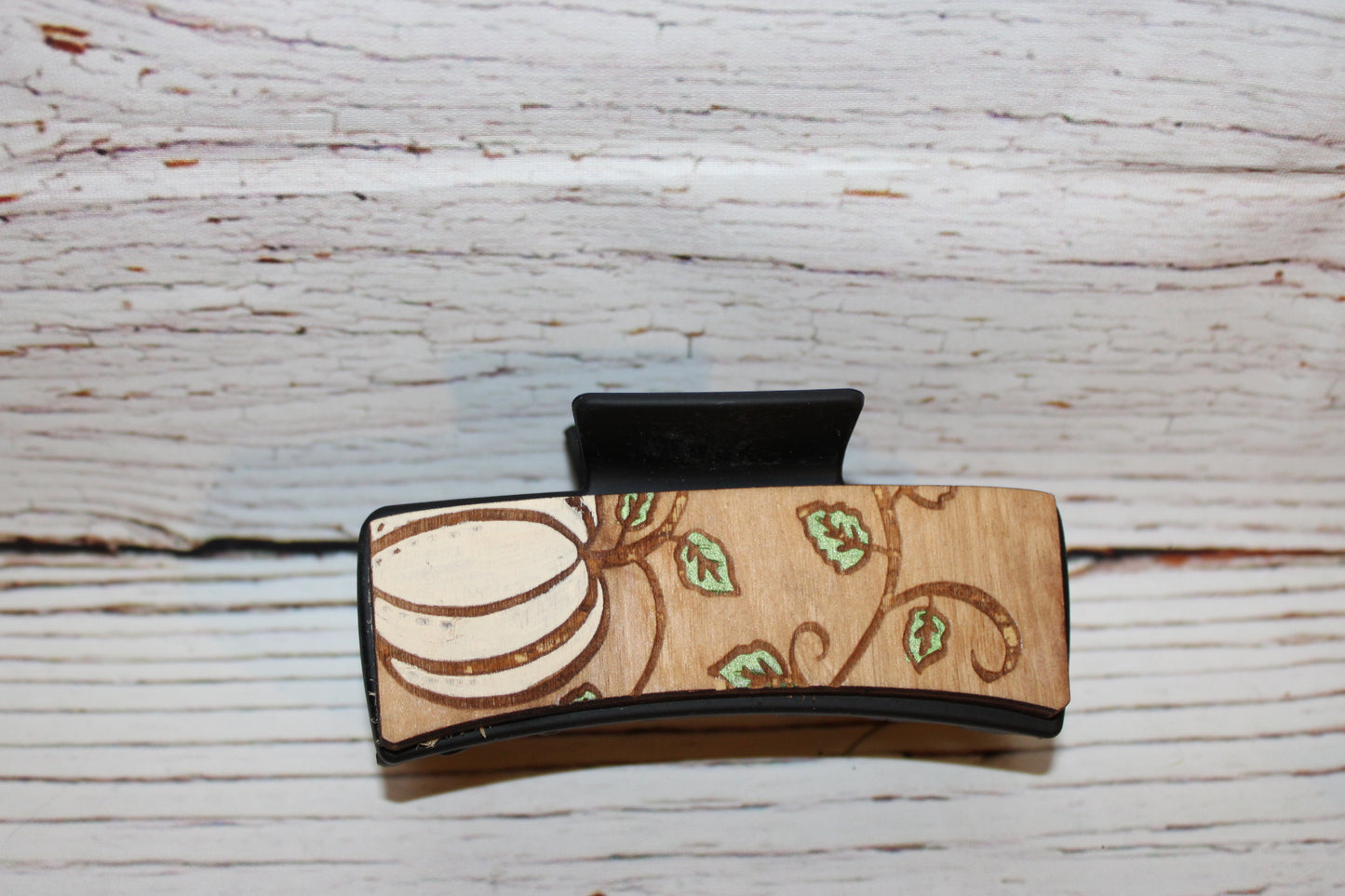 Plastic Hair Clip Laser Engraved Wood