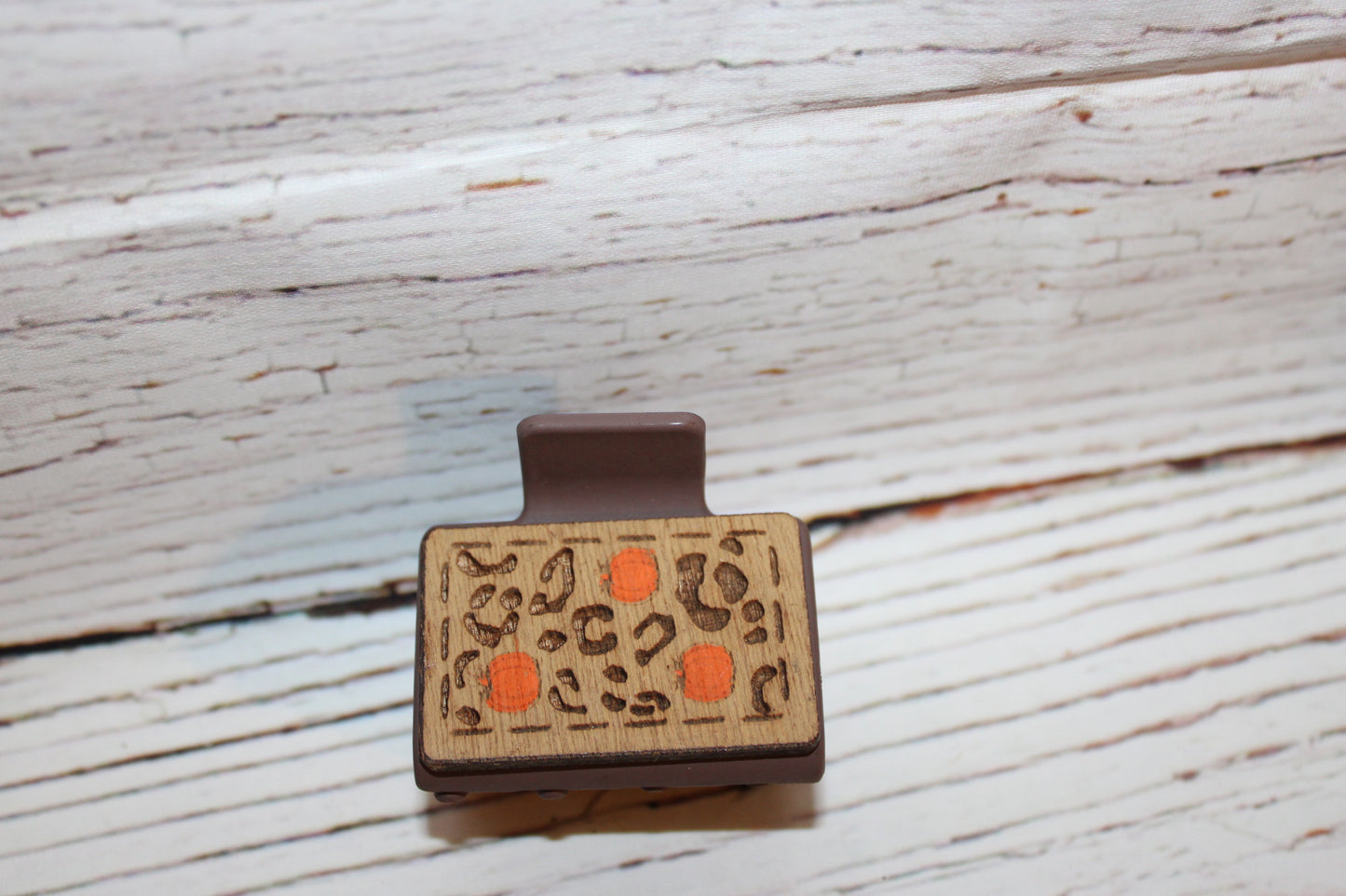 Plastic Hair Clip Laser Engraved Wood