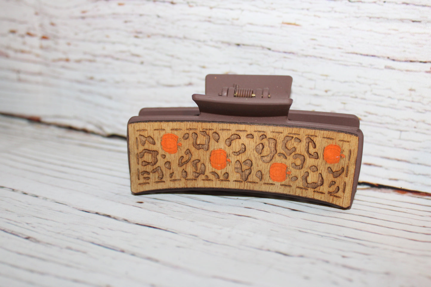 Plastic Hair Clip Laser Engraved Wood