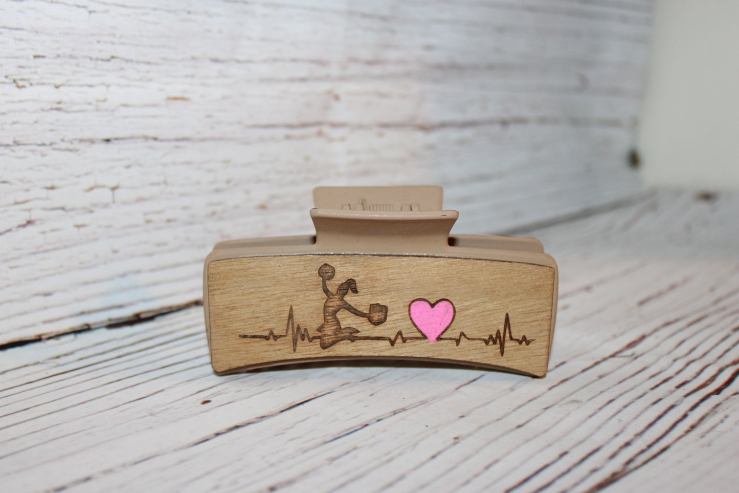 Plastic Hair Clip Laser Engraved Wood