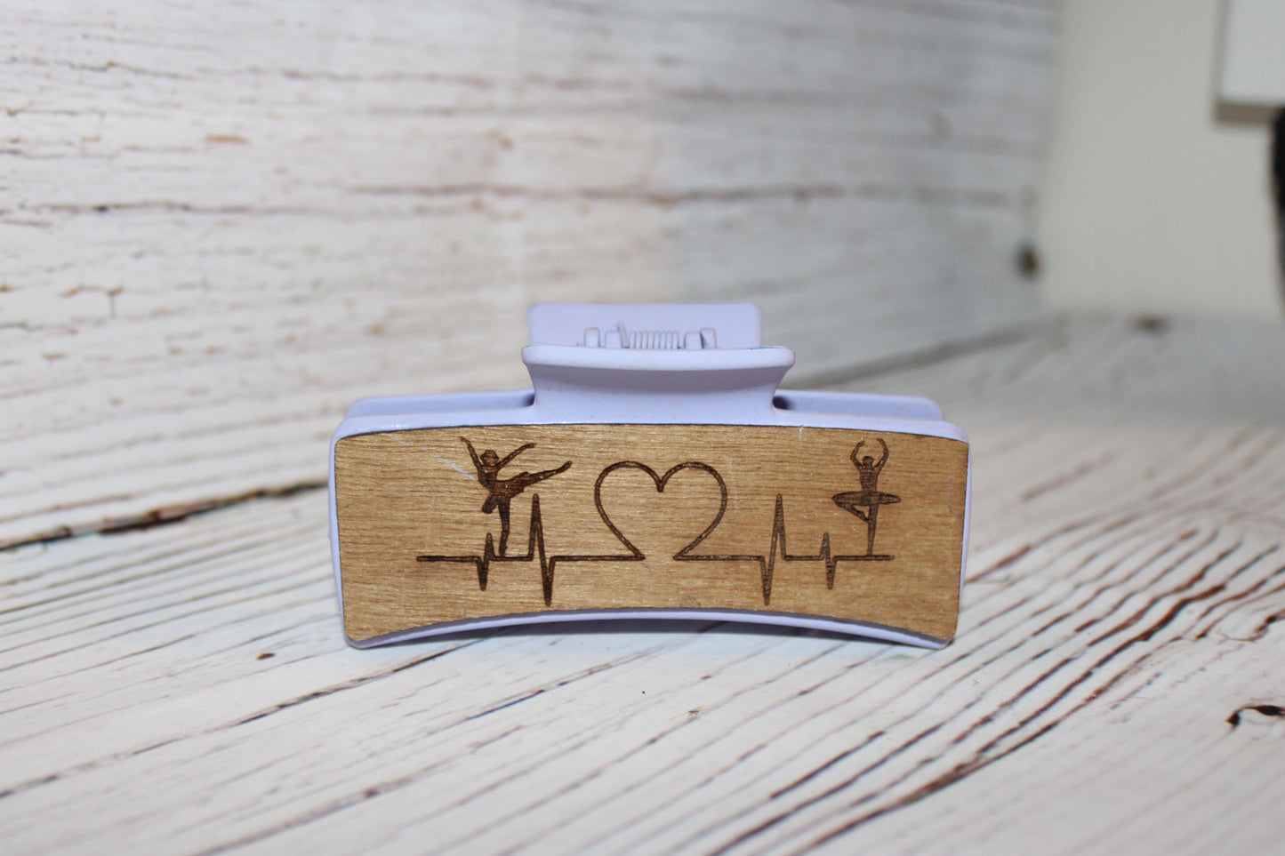 Plastic Hair Clip Laser Engraved Wood
