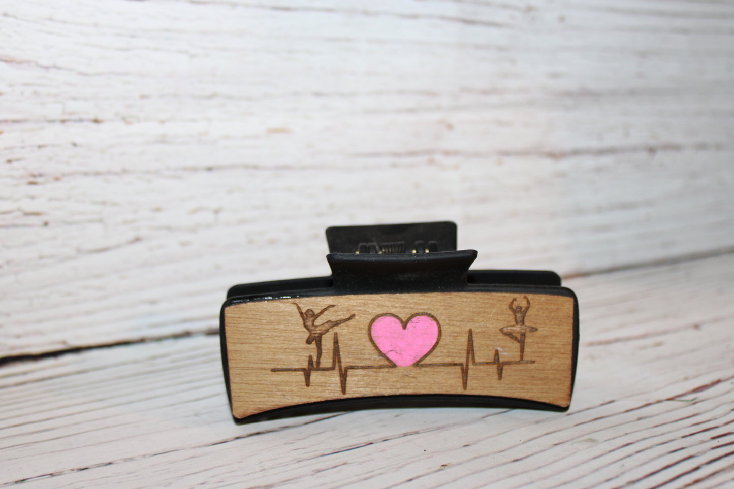 Plastic Hair Clip Laser Engraved Wood