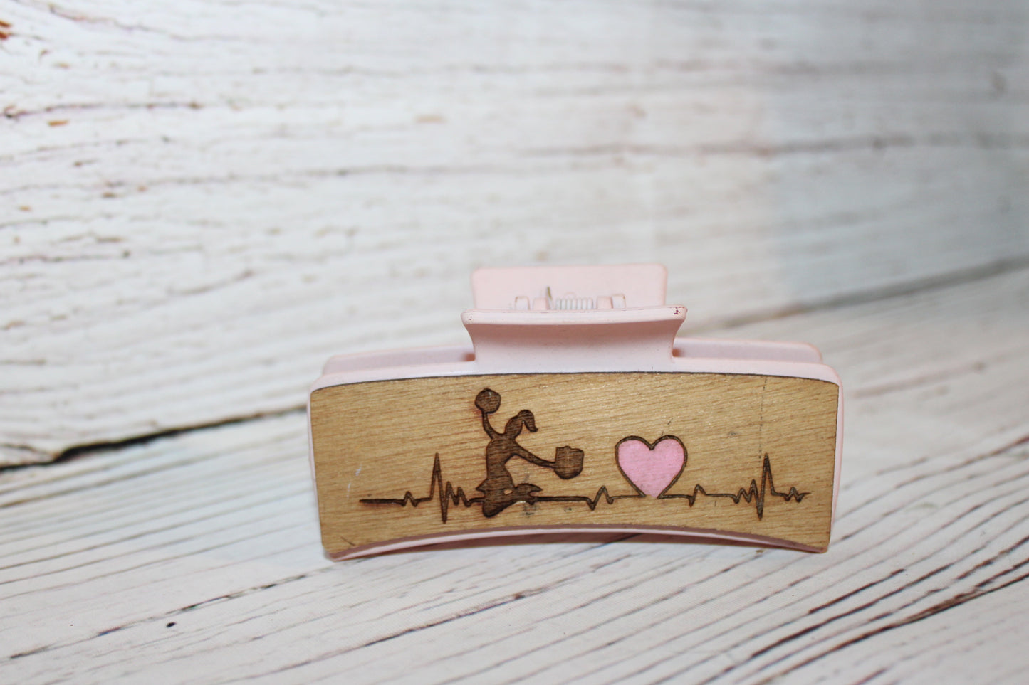 Plastic Hair Clip Laser Engraved Wood