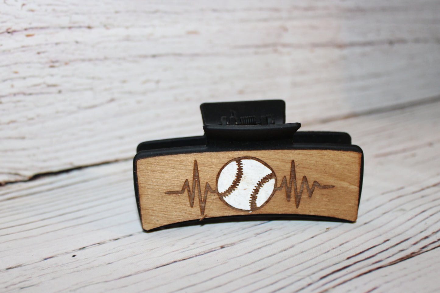 Plastic Hair Clip Laser Engraved Wood