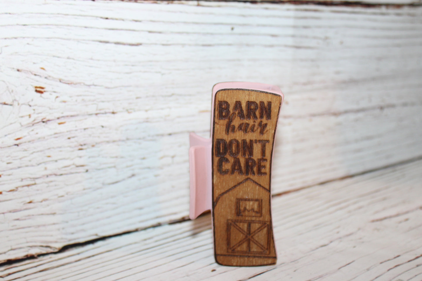 Plastic Hair Clip Laser Engraved Wood