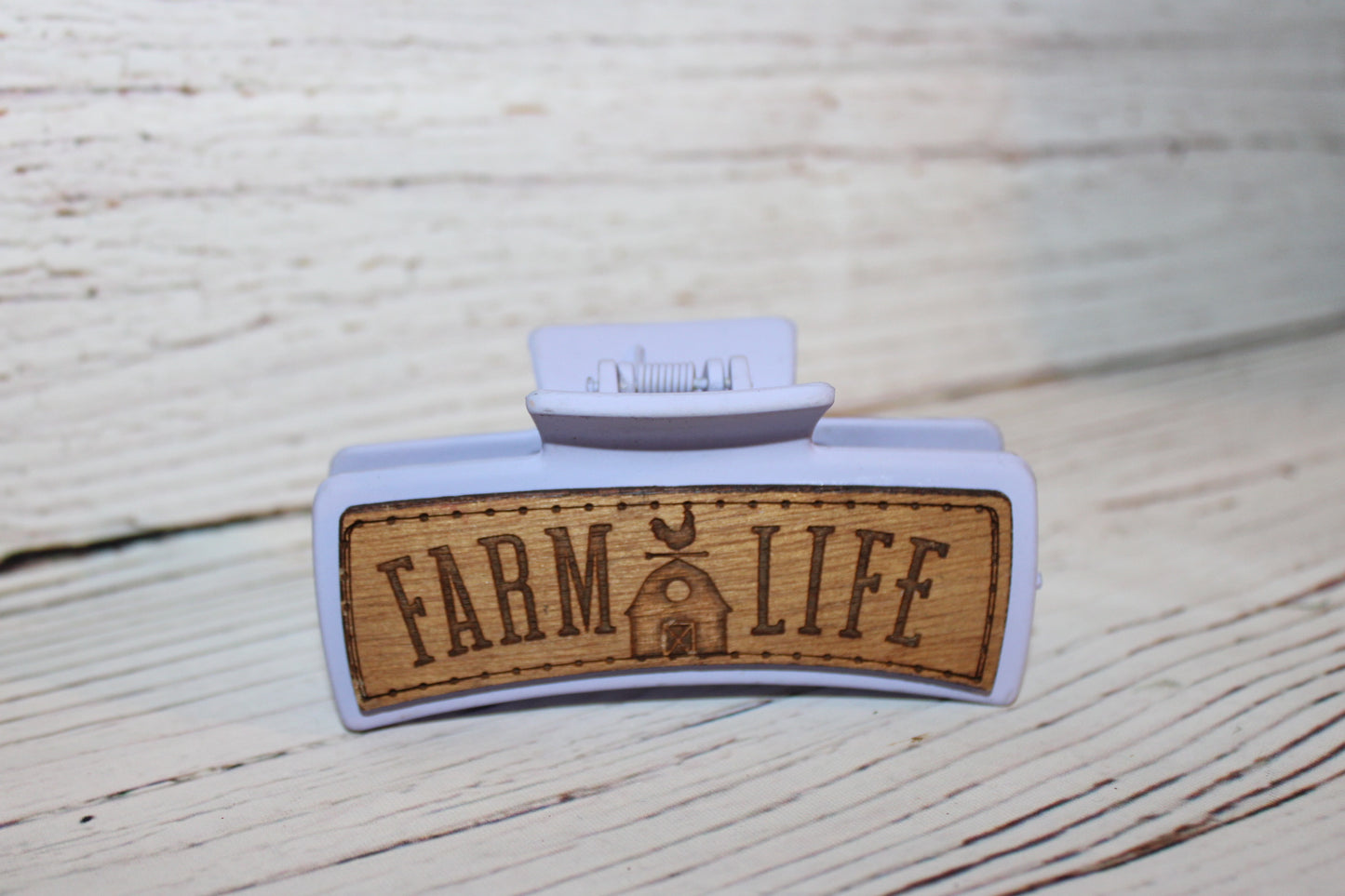 Plastic Hair Clip Laser Engraved Wood