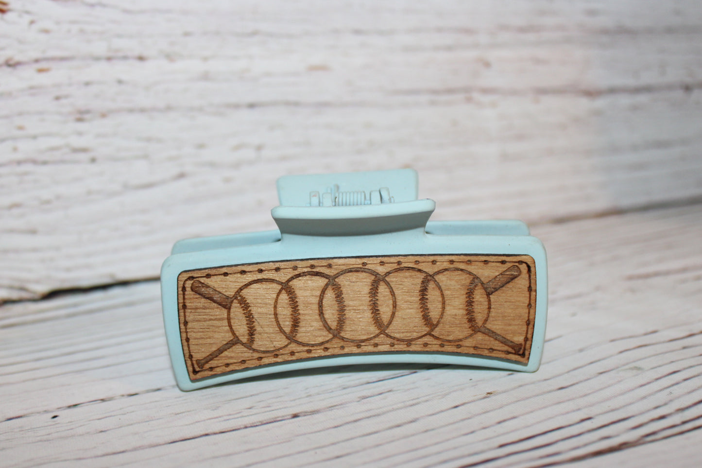 Plastic Hair Clip Laser Engraved Wood