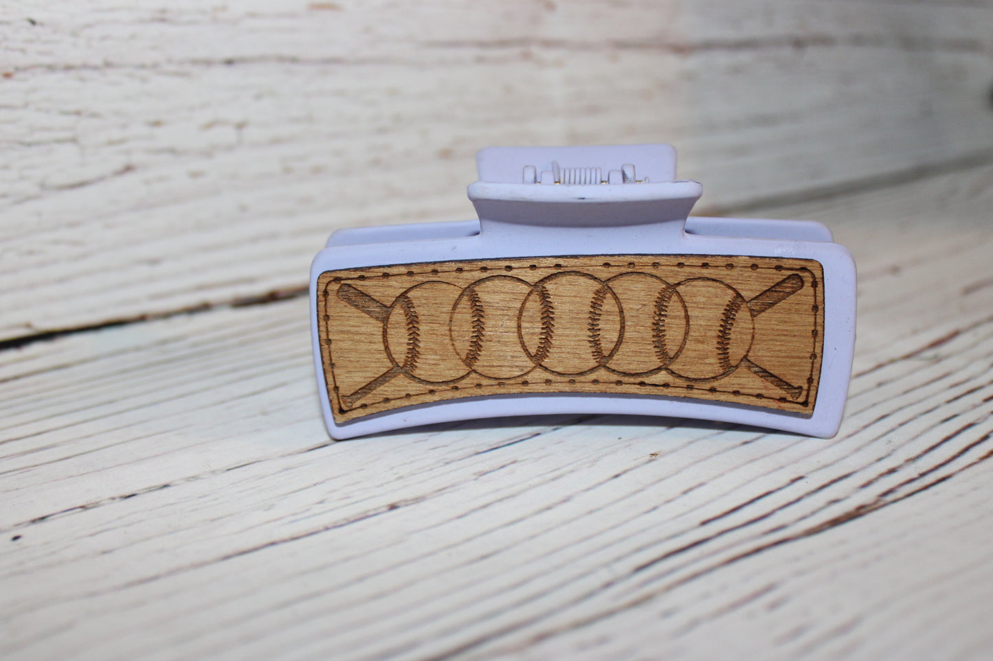 Plastic Hair Clip Laser Engraved Wood
