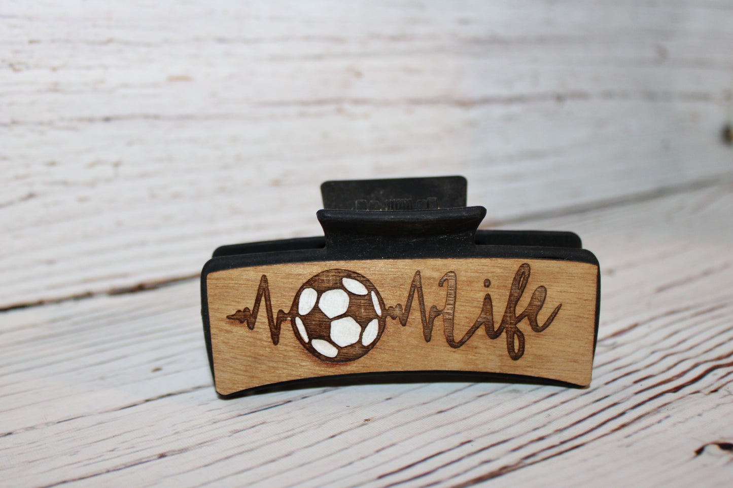 Plastic Hair Clip Laser Engraved Wood