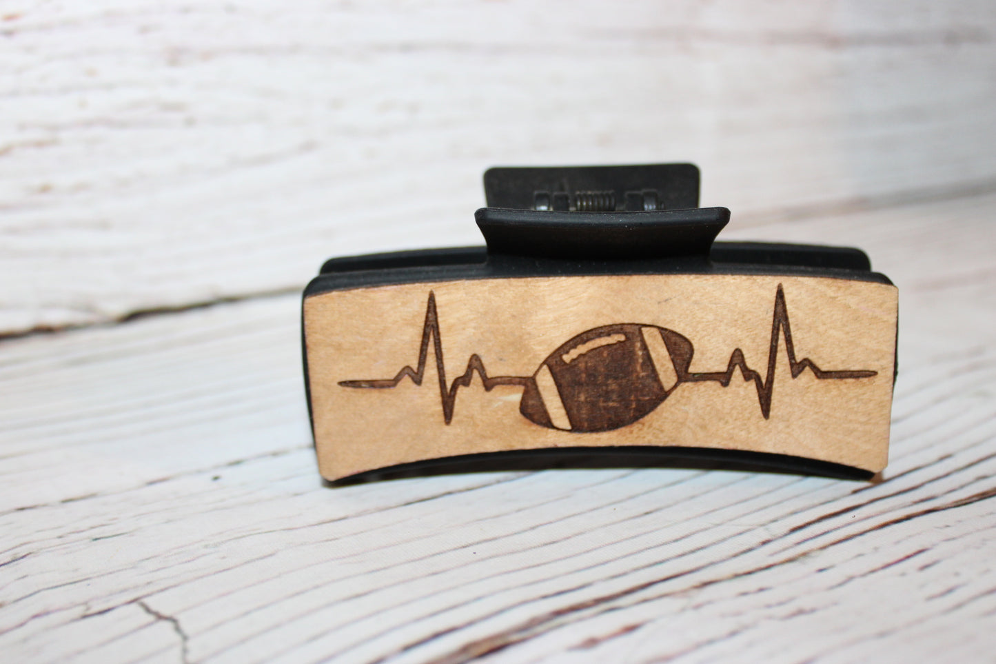 Plastic Hair Clip Laser Engraved Wood