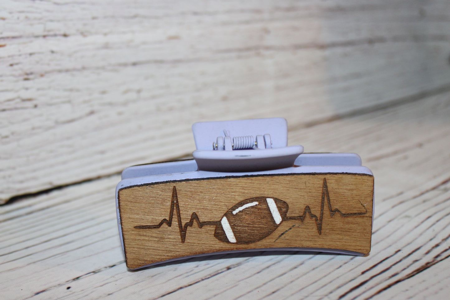 Plastic Hair Clip Laser Engraved Wood