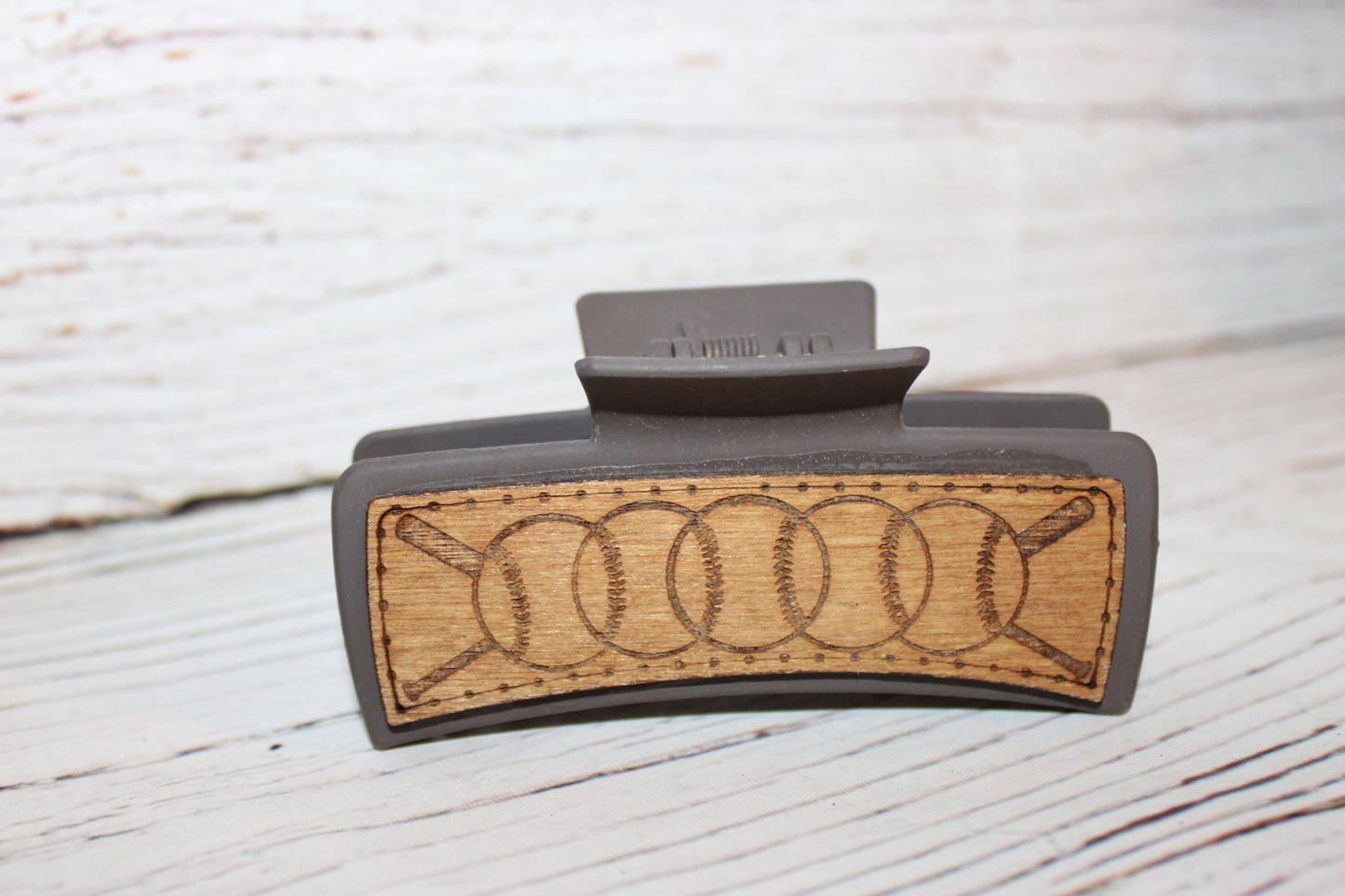 Plastic Hair Clip Laser Engraved Wood