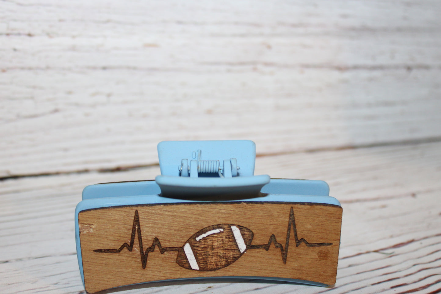 Plastic Hair Clip Laser Engraved Wood