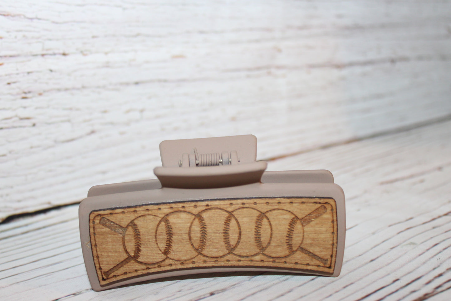 Plastic Hair Clip Laser Engraved Wood