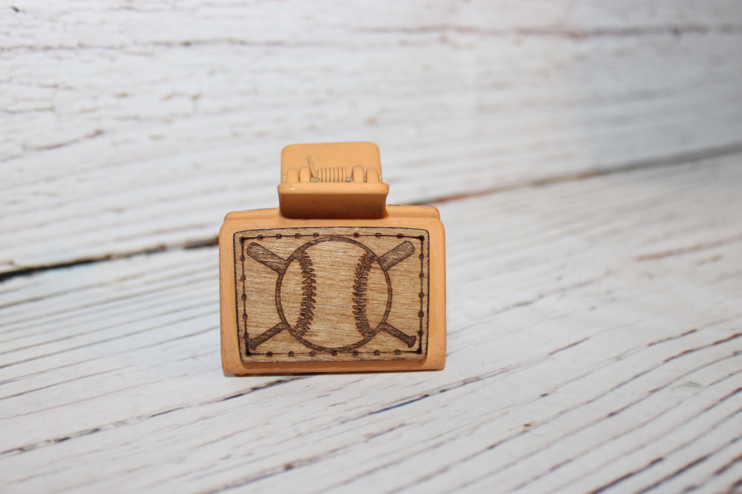 Plastic Hair Clip Laser Engraved Wood