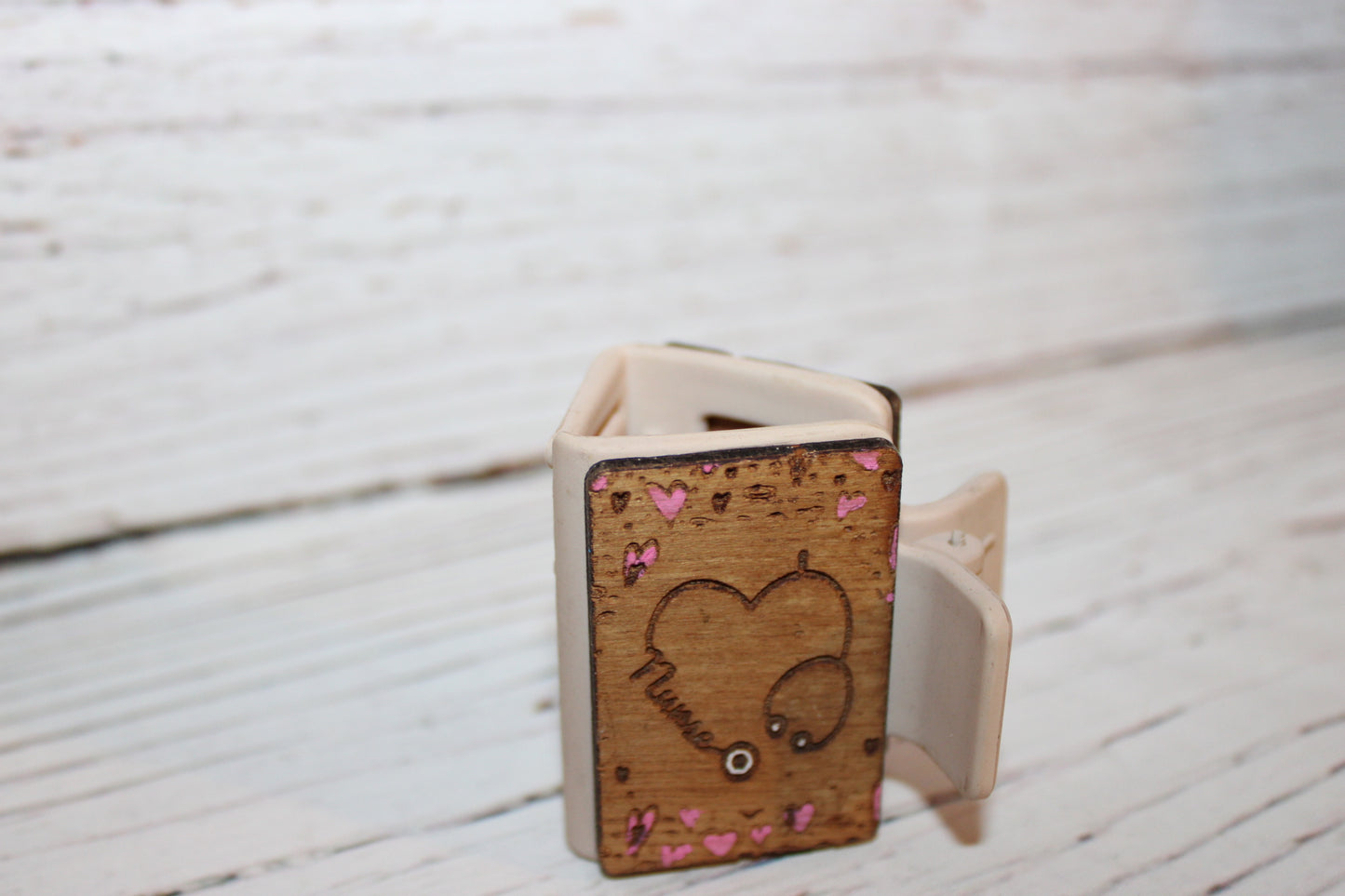 Plastic Hair Clip Laser Engraved Wood