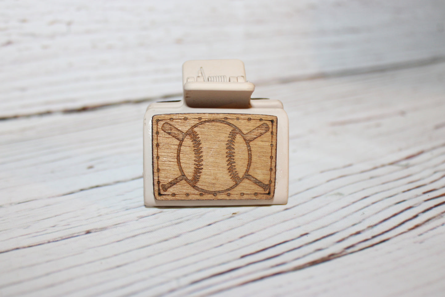 Plastic Hair Clip Laser Engraved Wood