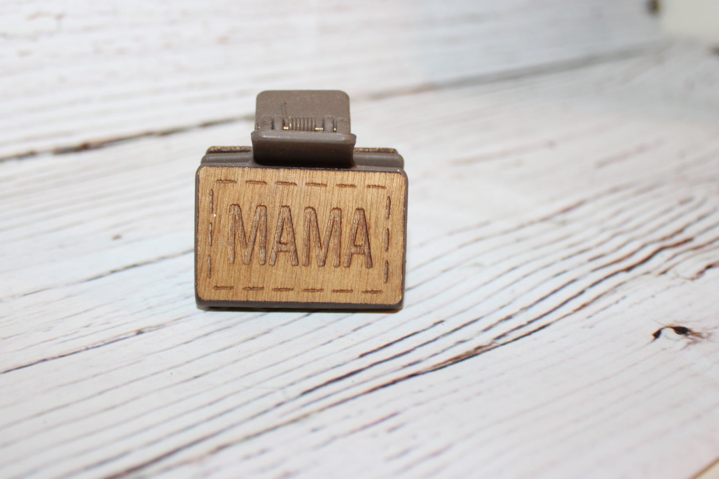 Plastic Hair Clip Laser Engraved Wood