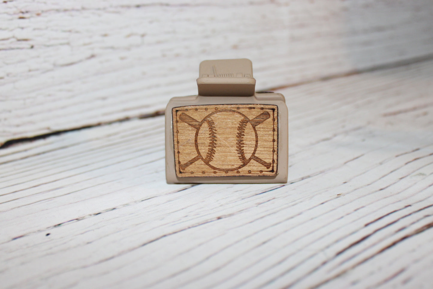 Plastic Hair Clip Laser Engraved Wood