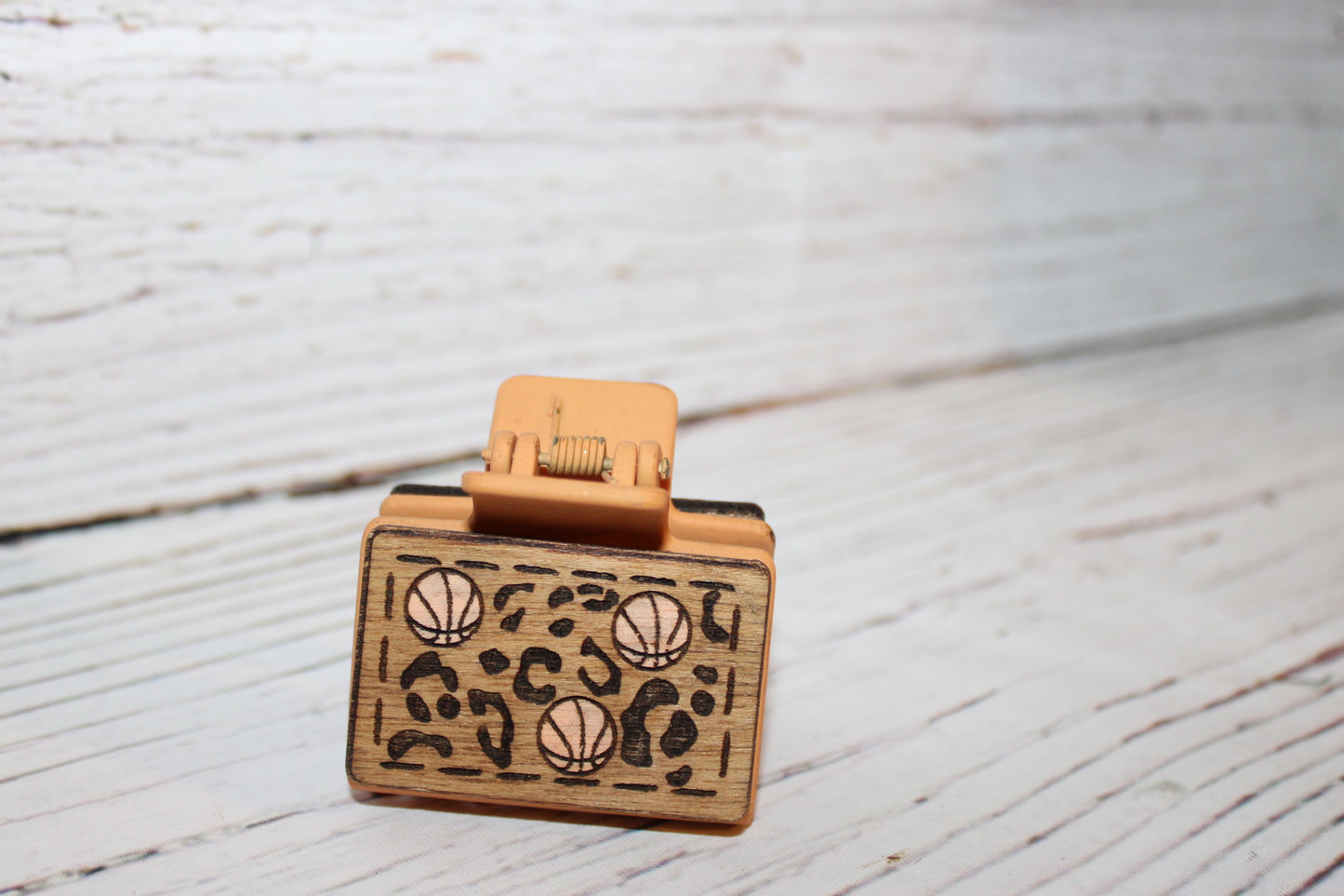 Plastic Hair Clip Laser Engraved Wood