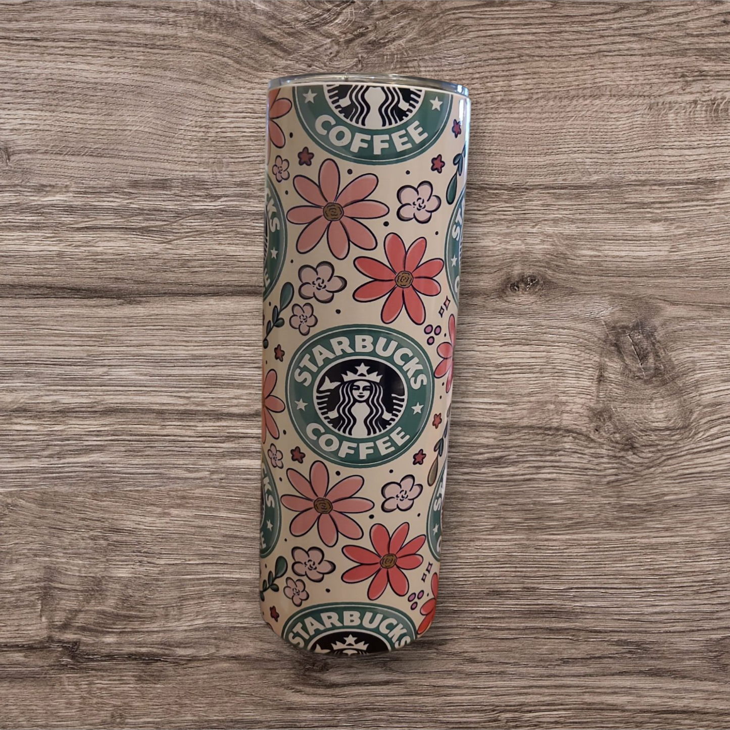 Floral Starbucks White 20 Oz Tumbler