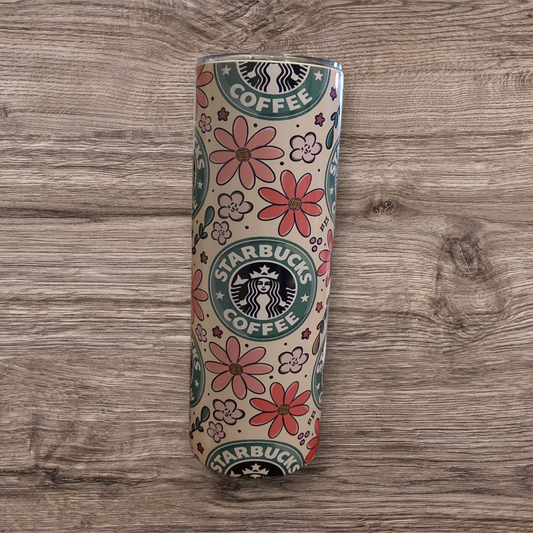 Floral Starbucks White 20 Oz Tumbler