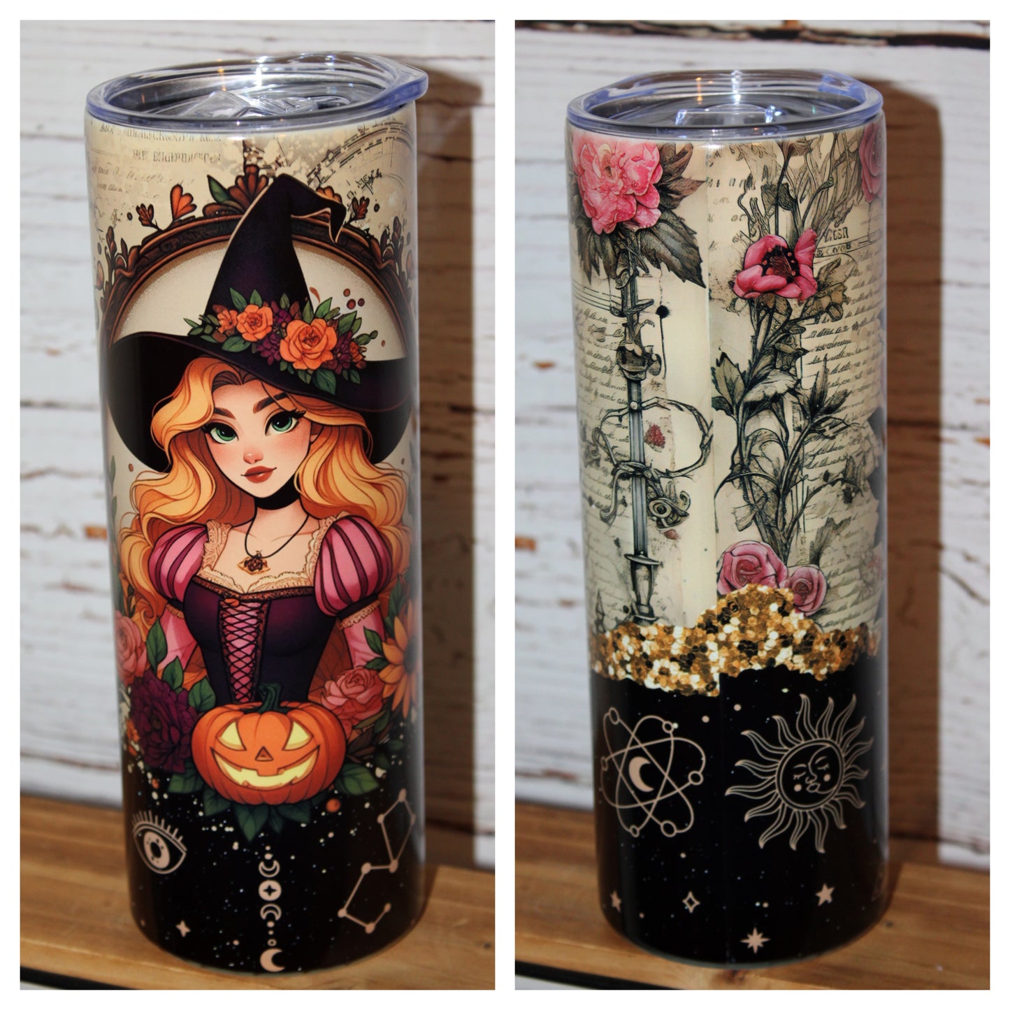 Rapunzel Witchy Halloween Glow in the Dark 20 Oz Tumbler