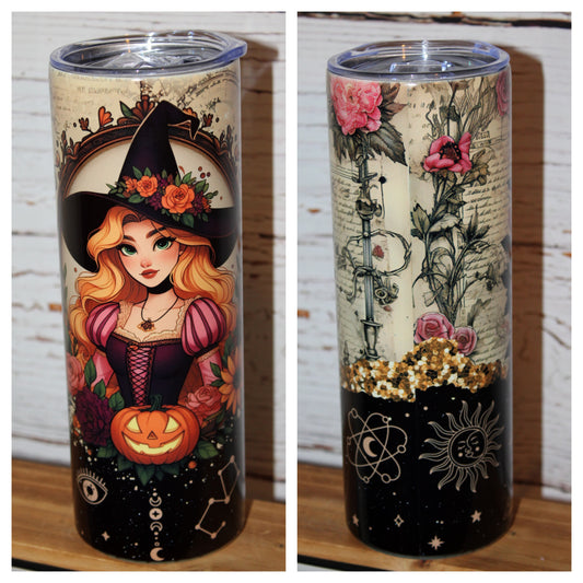 Rapunzel Witchy Halloween Glow in the Dark 20 Oz Tumbler