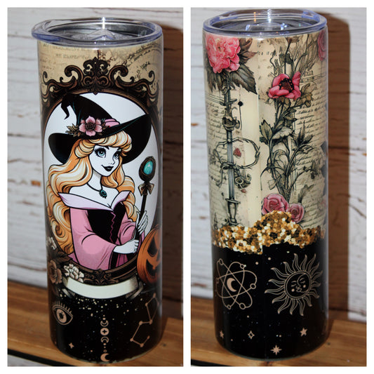 Aurora Witchy Halloween Glow in the Dark 20 Oz Tumbler