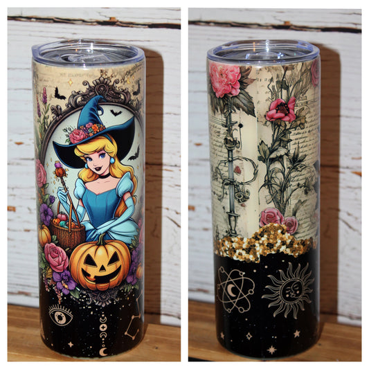 Cinderella Witchy Halloween Glow in the Dark 20 Oz Tumbler