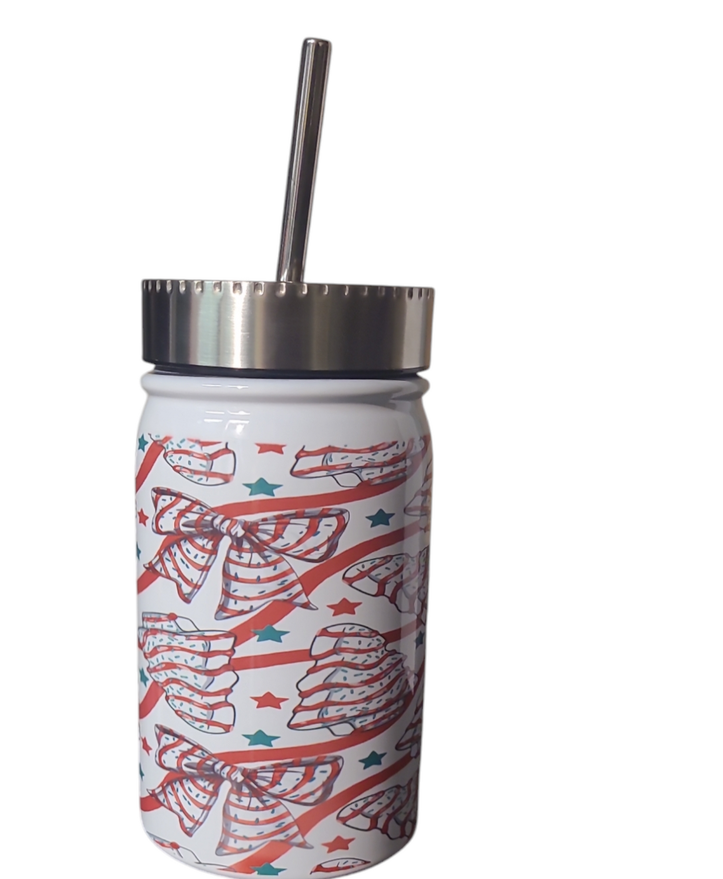 Christmas Cakes Bows 17 Oz Mason Jar Tumbler