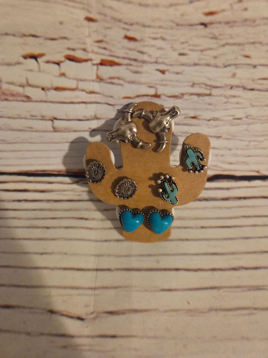 Western Earrings Set- Turquoise, cactus 🌵, bullheads