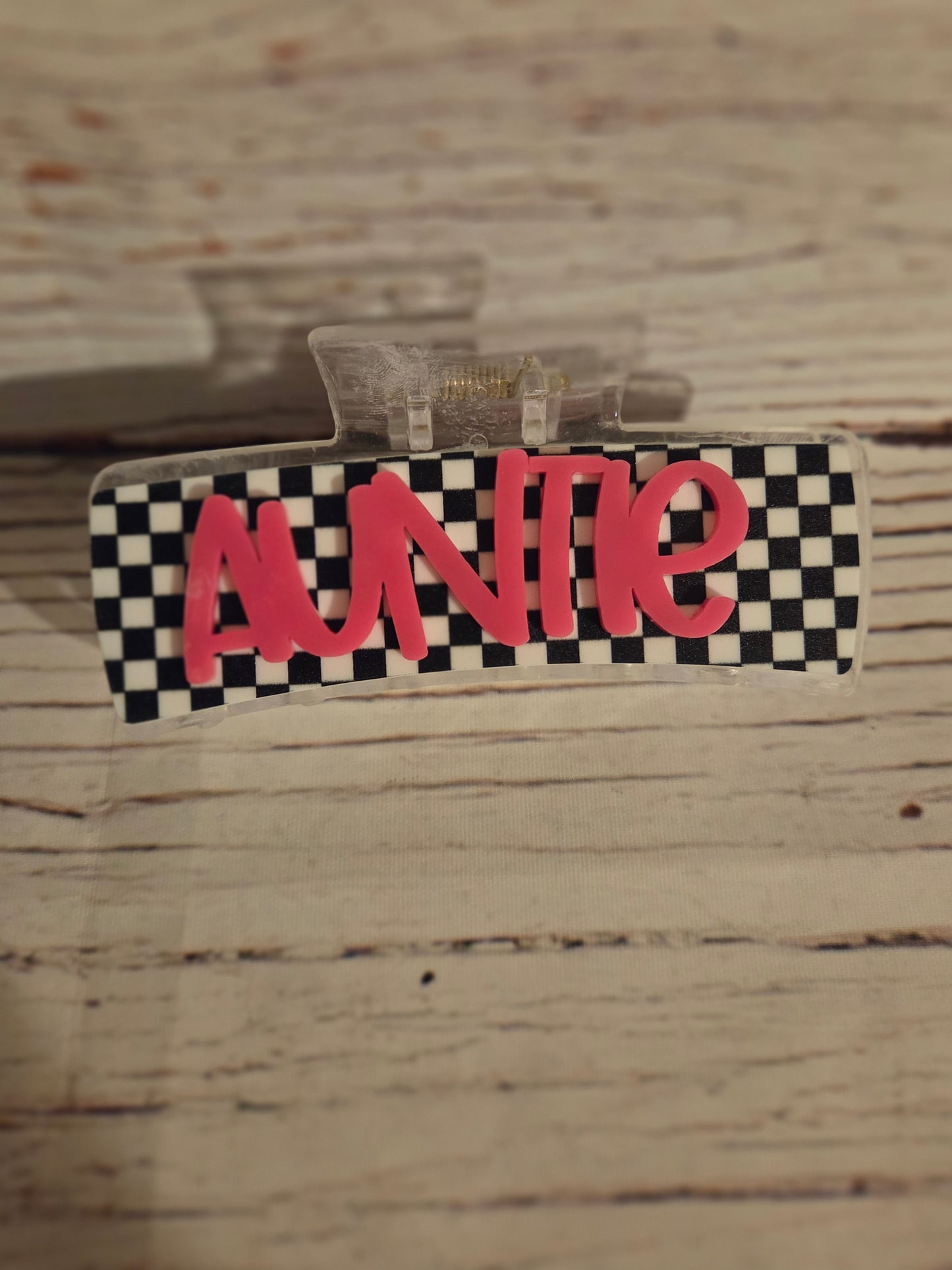 Retro Checkered Mama Auntie Clips