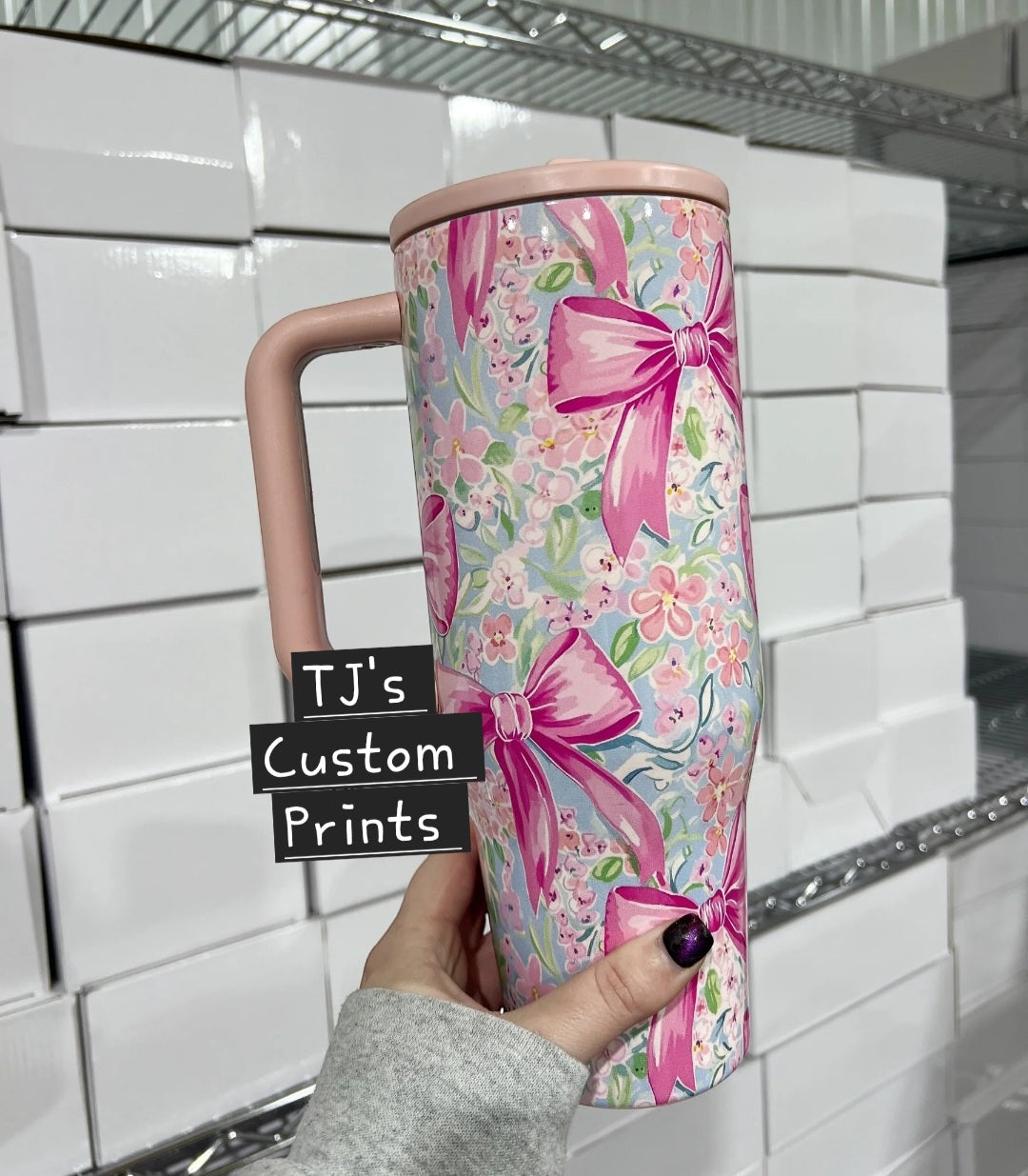 Floral Bows 40 Oz Flip Top Spill Proof Tumbler