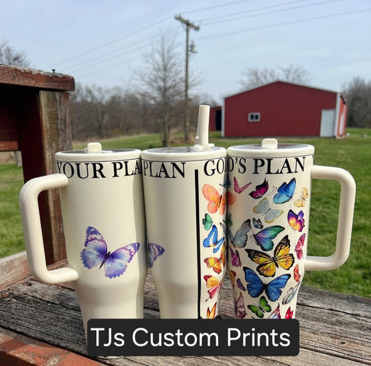 God's plan Butterflies Flip Top Spill Proof Tumbler