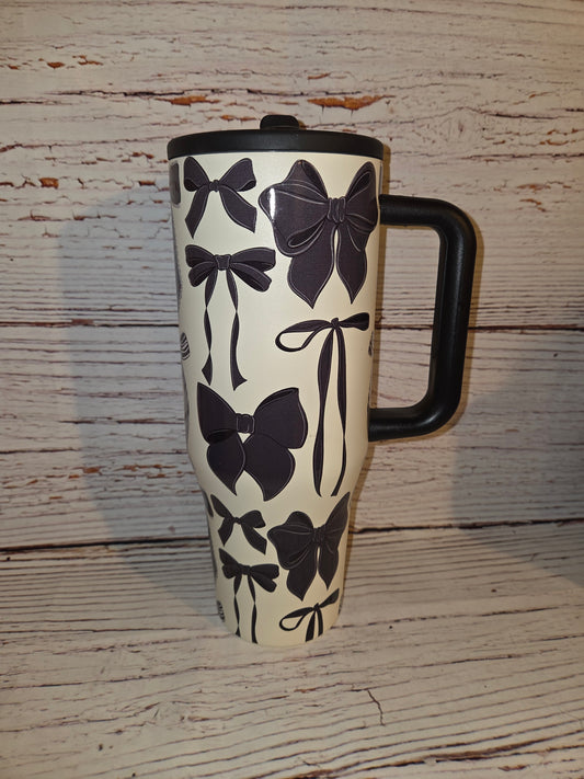 Black Bows 40 Oz Flip Top Spill Proof Tumbler