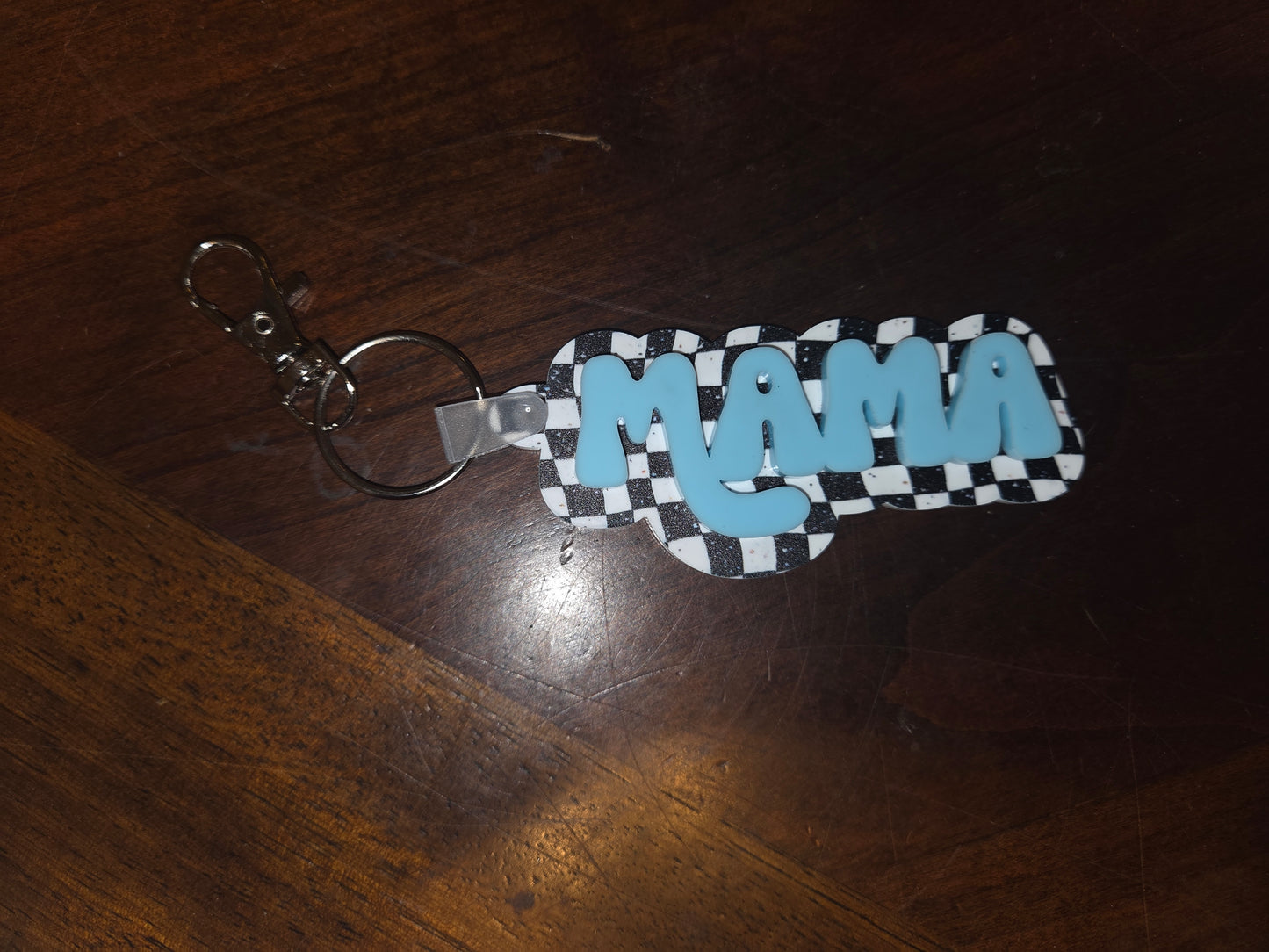 Retro Checkered Mama Keychains