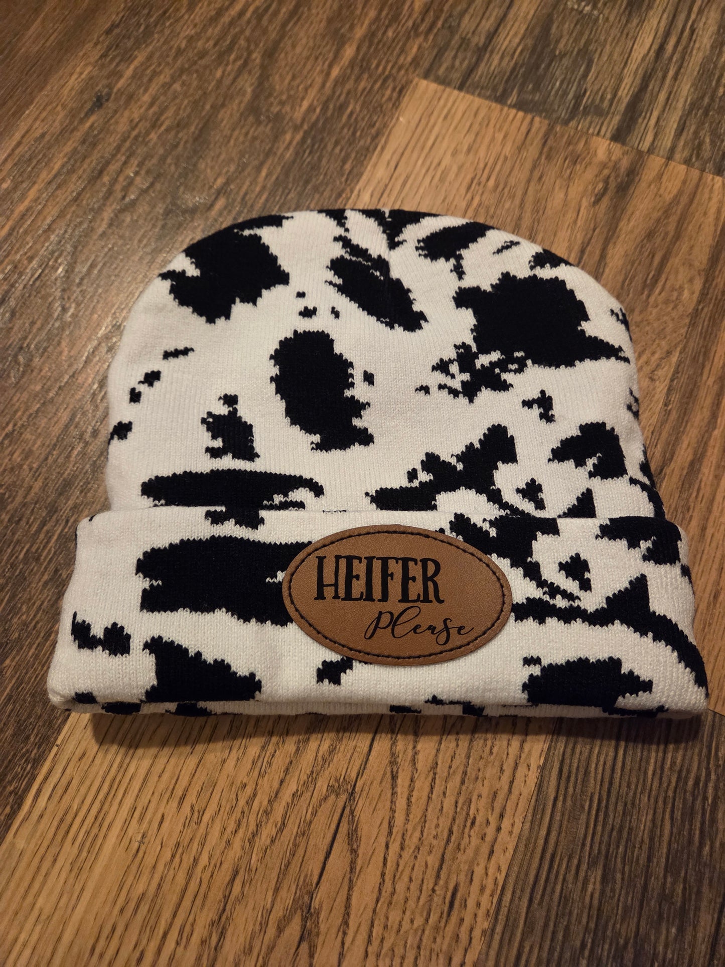 Cow Print Patch Beanies