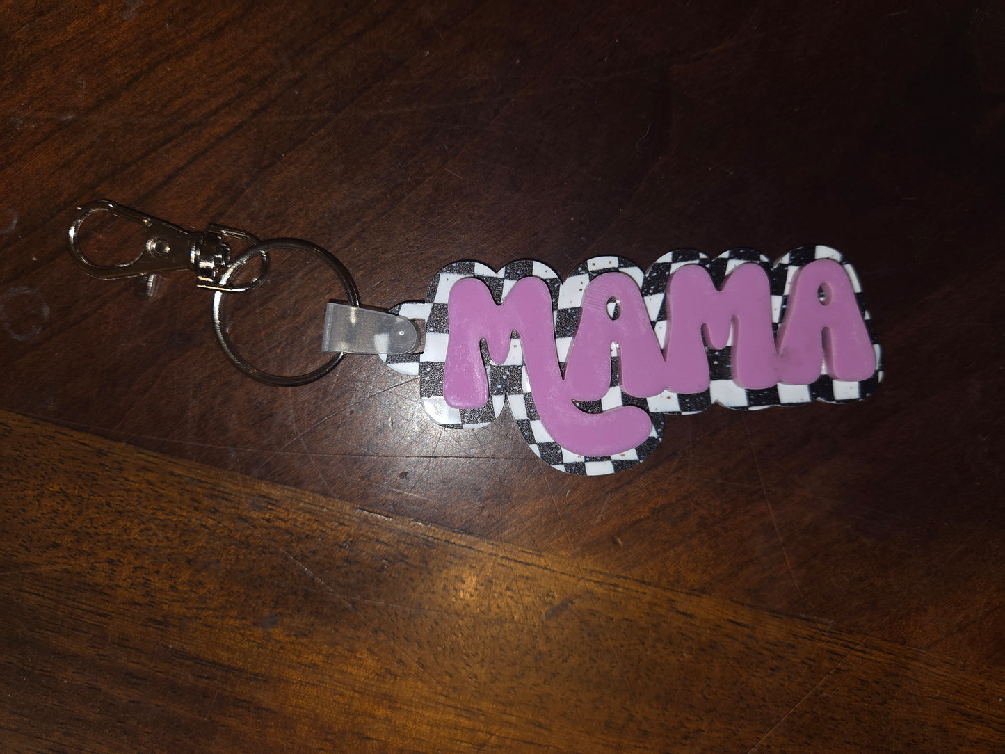 Retro Checkered Mama Keychains