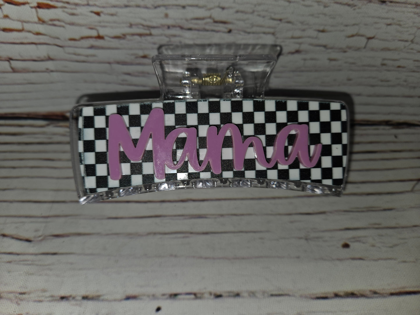 Retro Checkered Mama Auntie Clips
