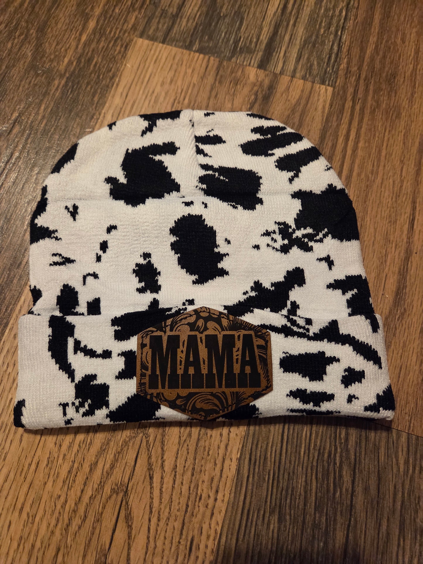 Cow Print Patch Beanies