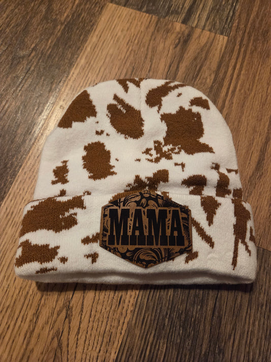 Cow Print Patch Beanies