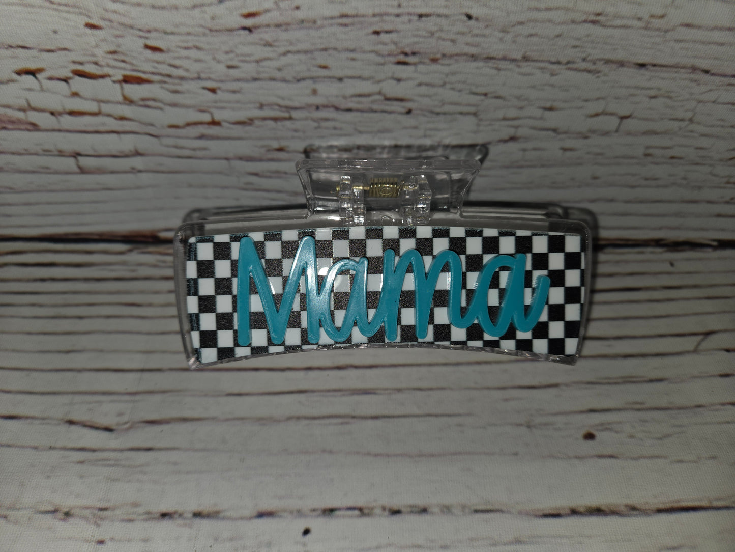Retro Checkered Mama Auntie Clips