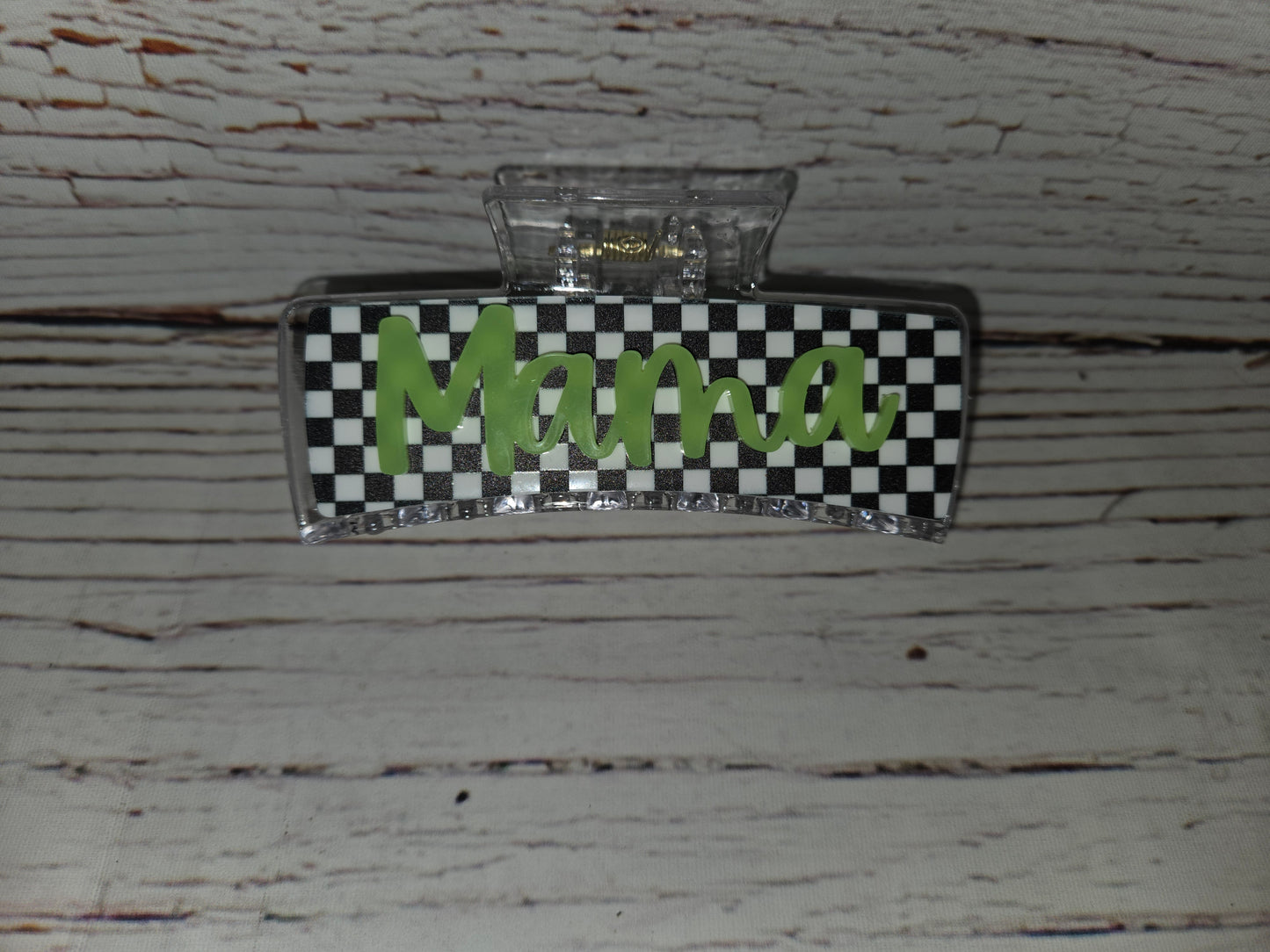 Retro Checkered Mama Auntie Clips