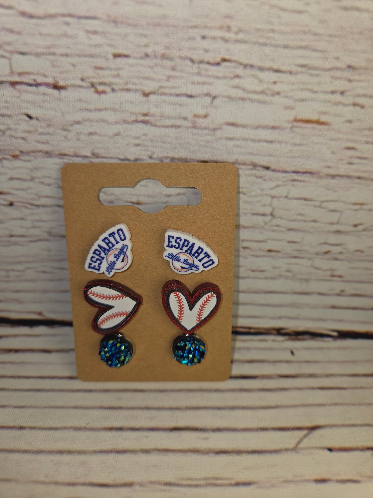 Esparto Little League Earrings Baseball